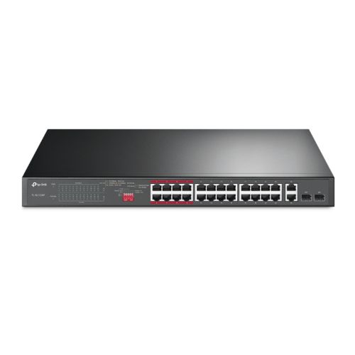 TP-LINK (TL-SL1226P) 24-Port 10/100Mbps + 2-Port GB Unmanaged PoE+ Switch, 2 combo GB SFP Slots, 24-Port PoE, Rackmountable TP-LINK (TL-SL1226P) 24-Port 10/100Mbps + 2-Port GB Unmanaged PoE+ Switch, 2 combo GB SFP Slots, 24-Port PoE, Rackmountable
